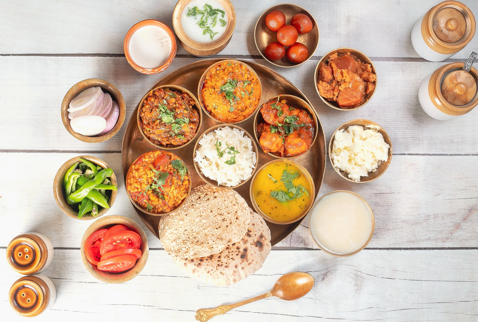 kathiyawadi Gujarati thali from indian cuisine